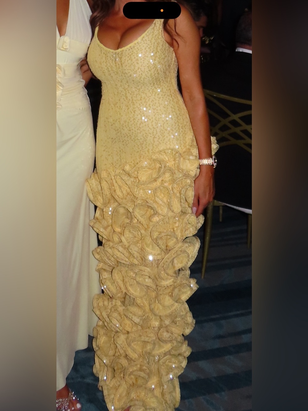 PatBO Cream Sequin Ruffle-Hem Maxi Dress - Picture 3 of 3